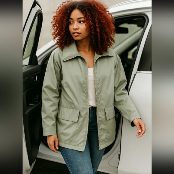 Kristen Blake Jackets & Blazers - Kristen Blake Light Green Utility Jacket With Fleece Lined Pockets Oversized S